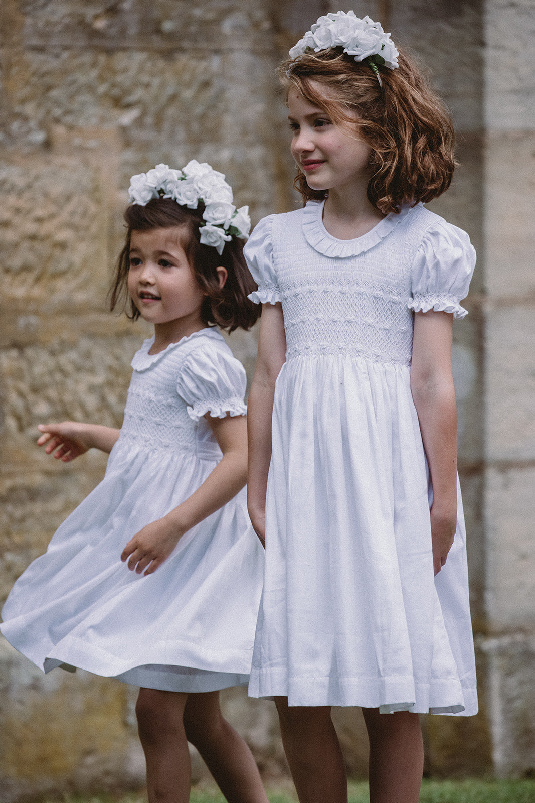 Dot & Mila White Smocked Dress Size 5