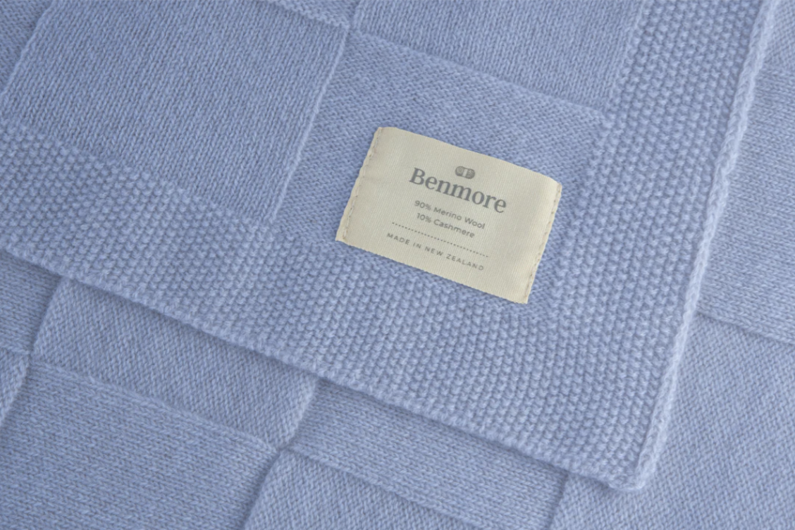 Benmore Blanket 90% Merino 10% Cashmere Blue