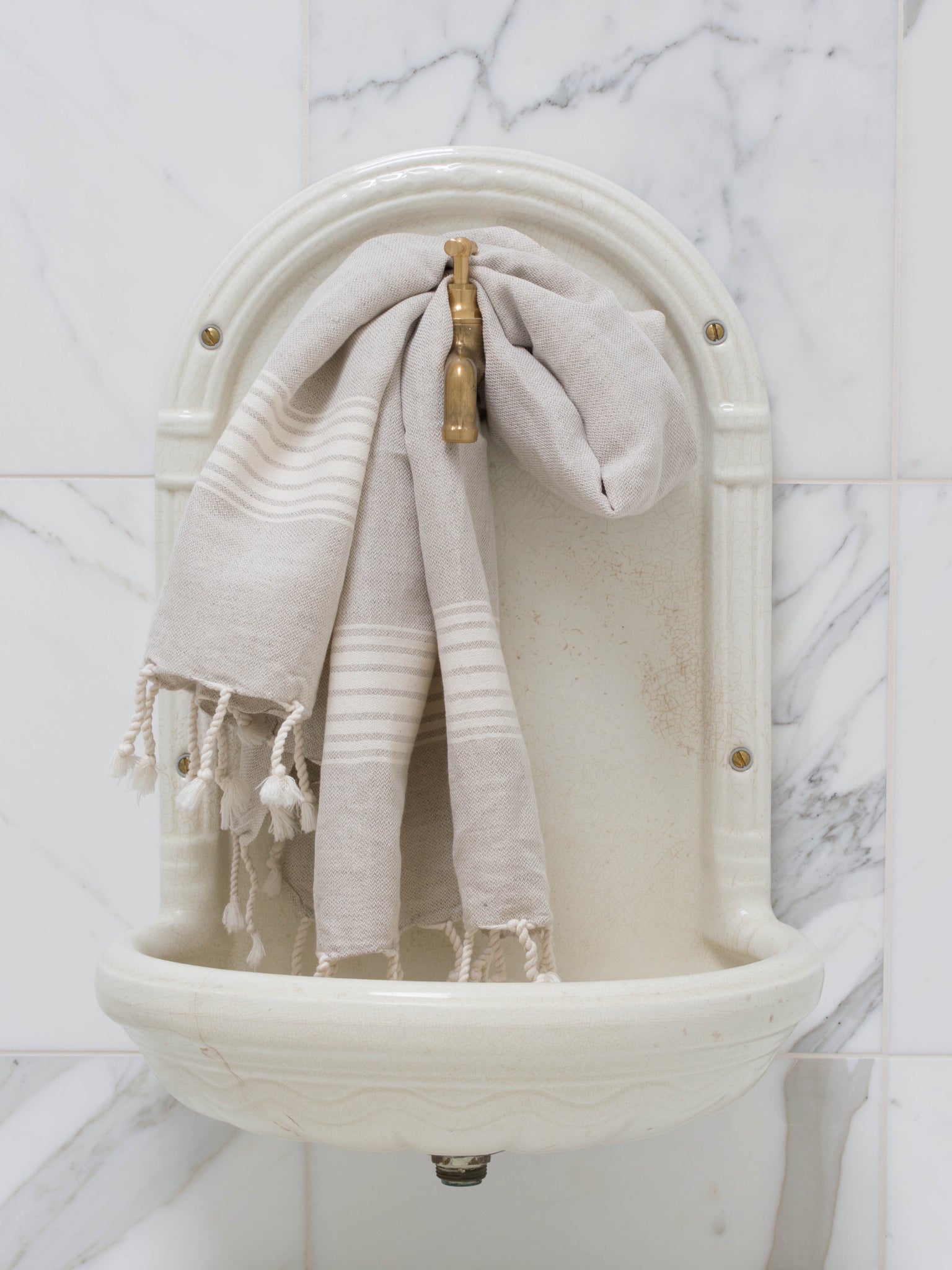 Hammam Towel 170x100cm Linen White Striped