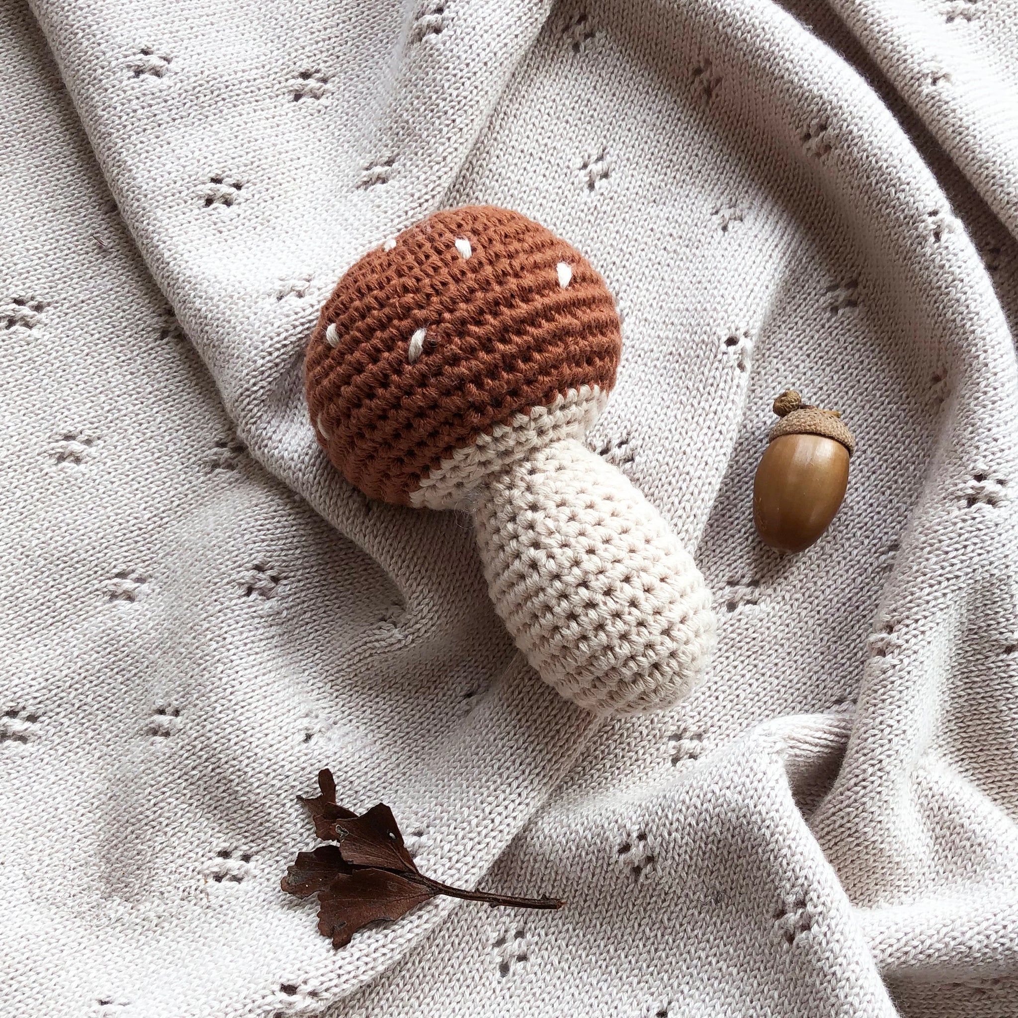 Over the Dandelions Crochet Rattle Mushroom