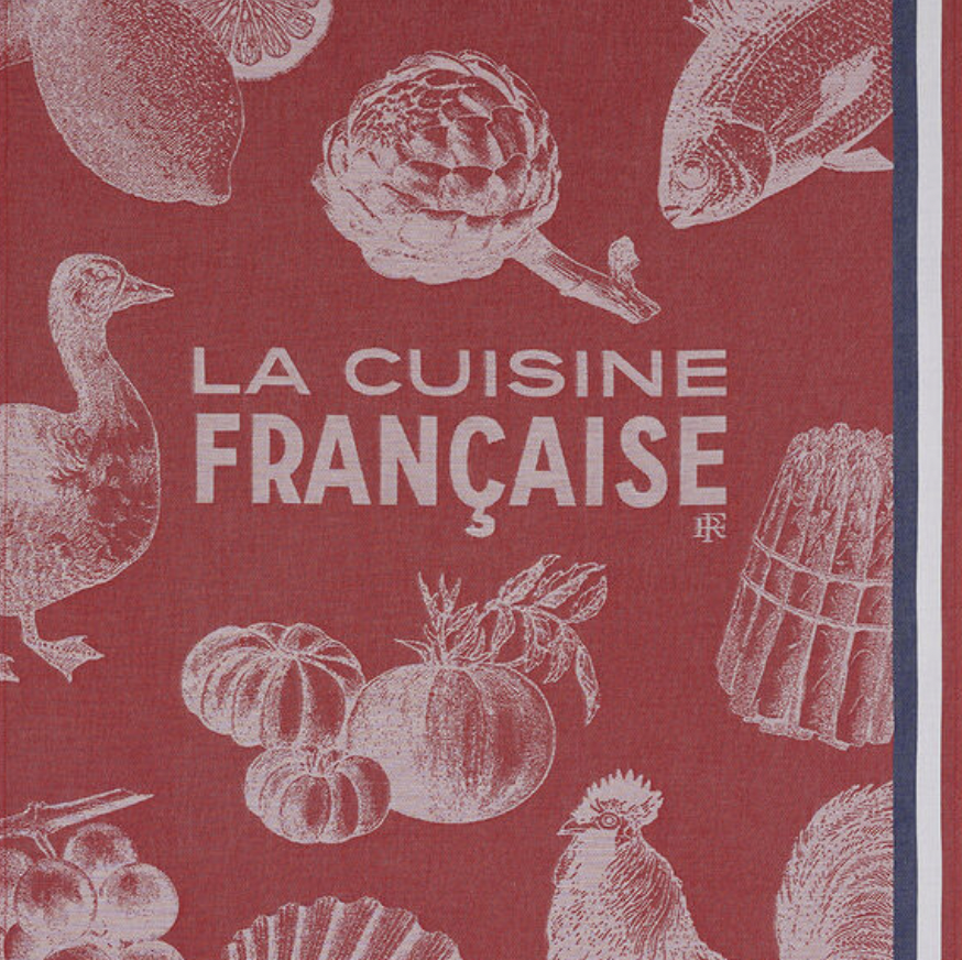Le Jacquard Francais Rouge Gastronomy Tea Towel 80x60cm
