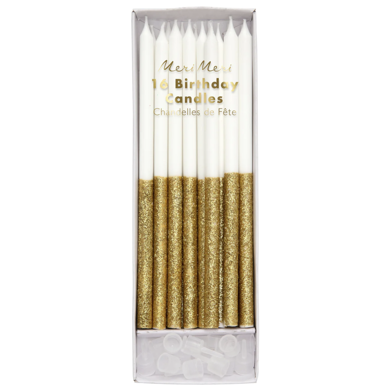 Meri Meri Gold Glitter Dipped Candles Wells Trading Company