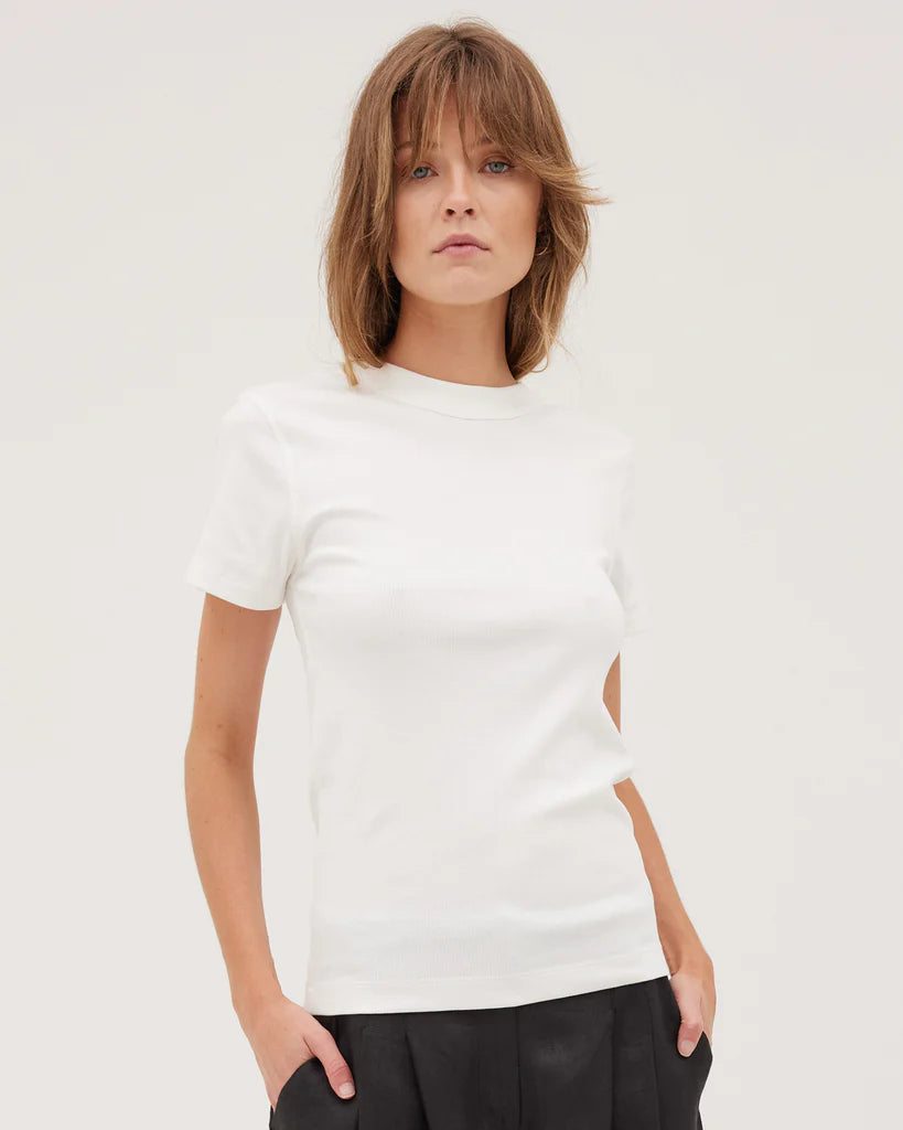 Cloth & Co Ribbed Tee White