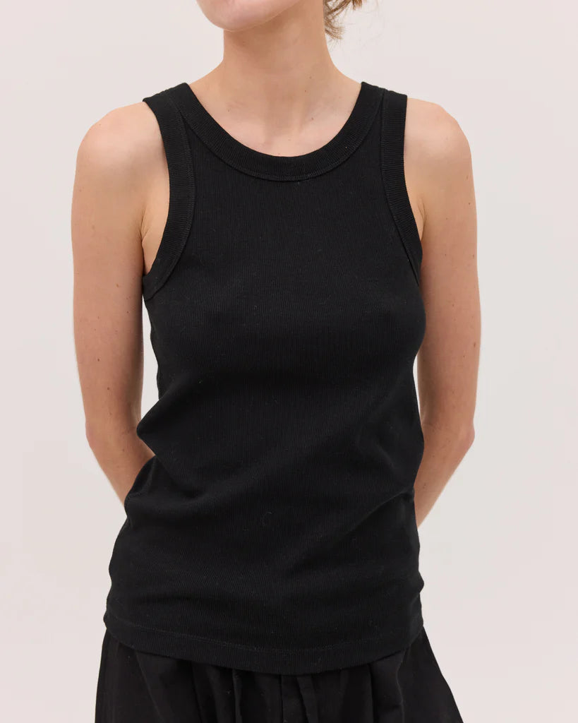 Cloth & Co Ribbed Tank Black