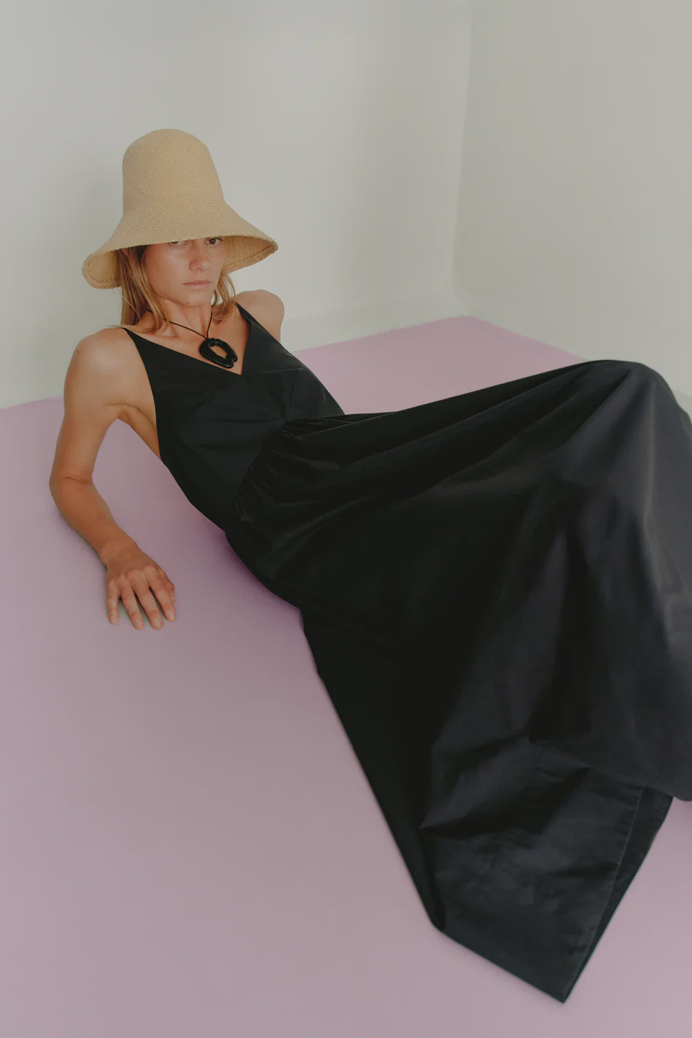 Fomina Amanda Dress - Black Cotton Tencel