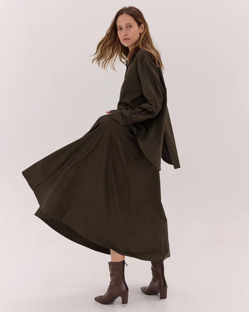 Cloth & Co Maxi Skirt Dark Olive