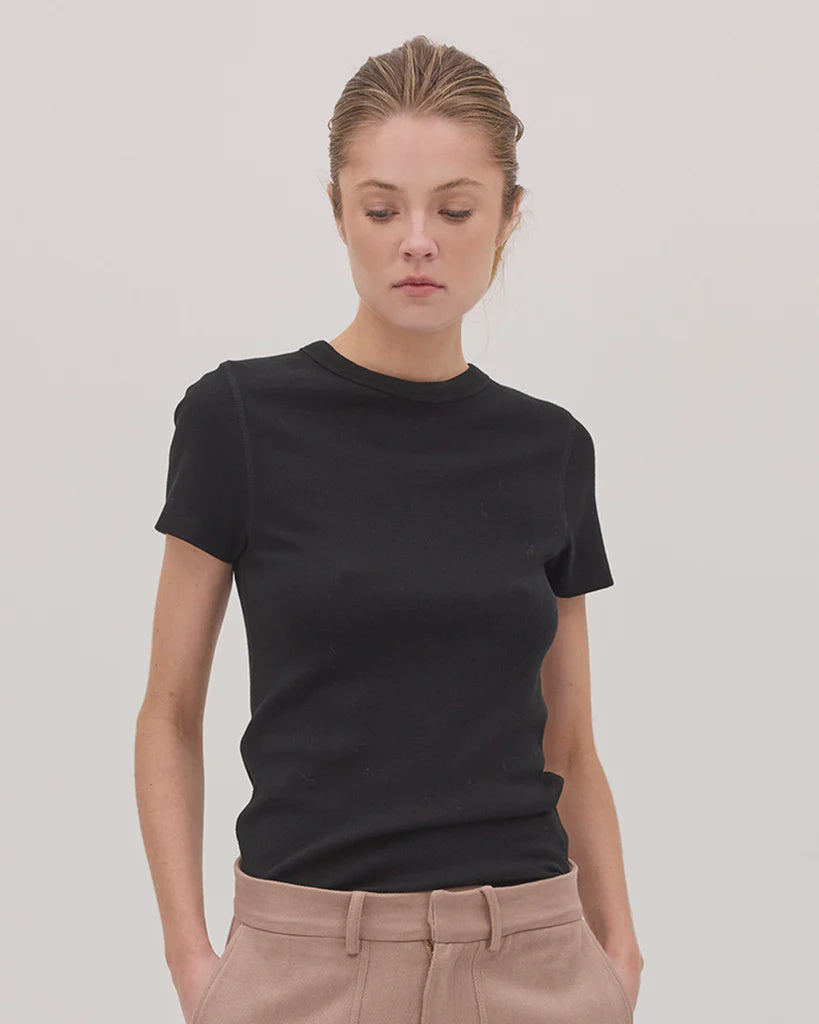 Cloth & Co Ribbed Tee Black