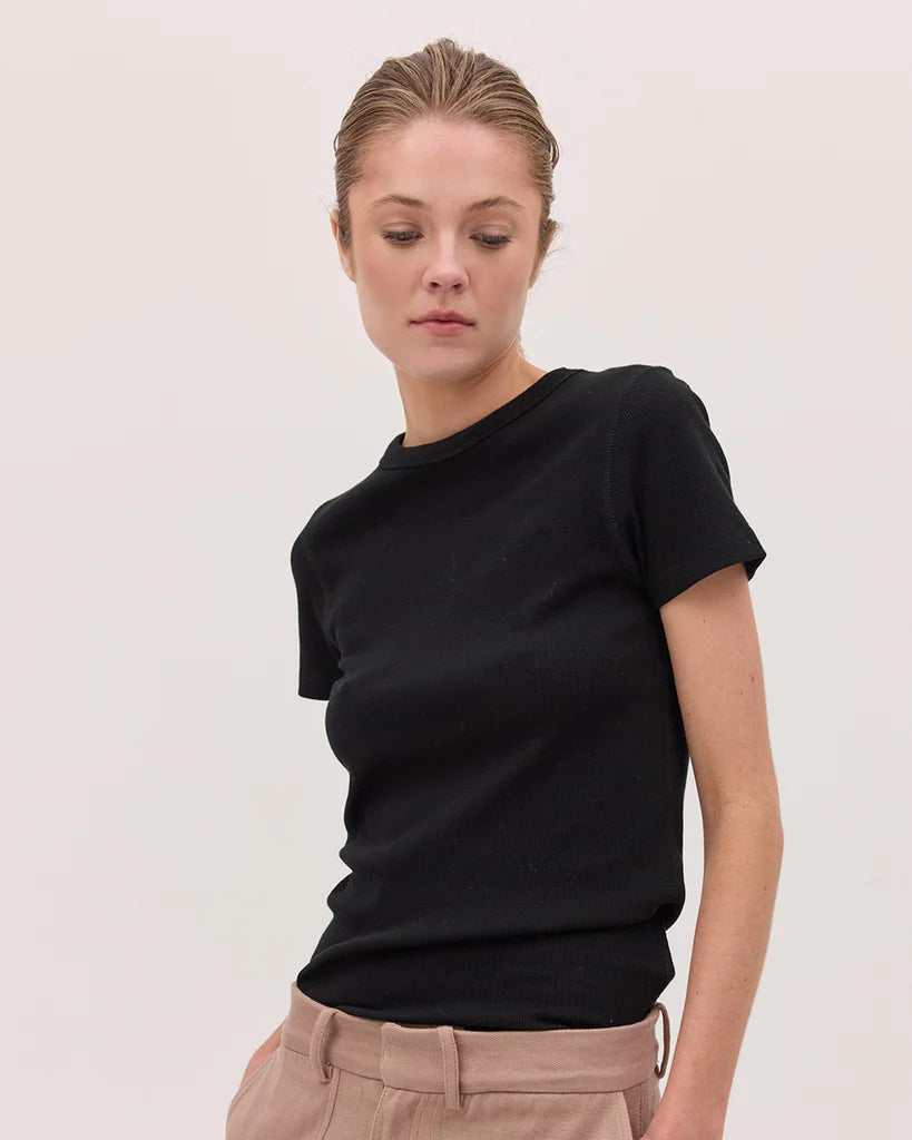 Cloth & Co Ribbed Tee Black