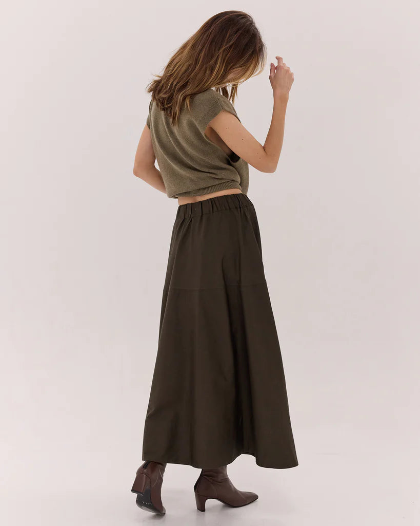 Cloth & Co Maxi Skirt Dark Olive
