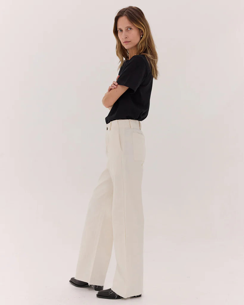 Cloth & Co Wide Leg Denim Jean Natural