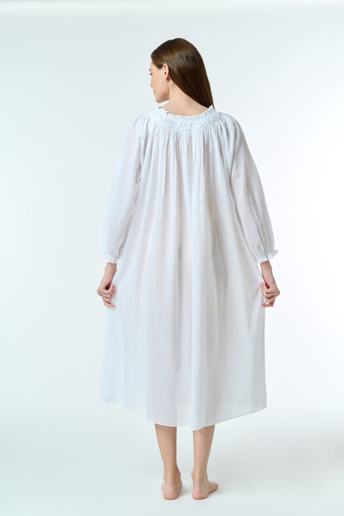 Arabella 100% Cotton Night Dress Embroidered Neck