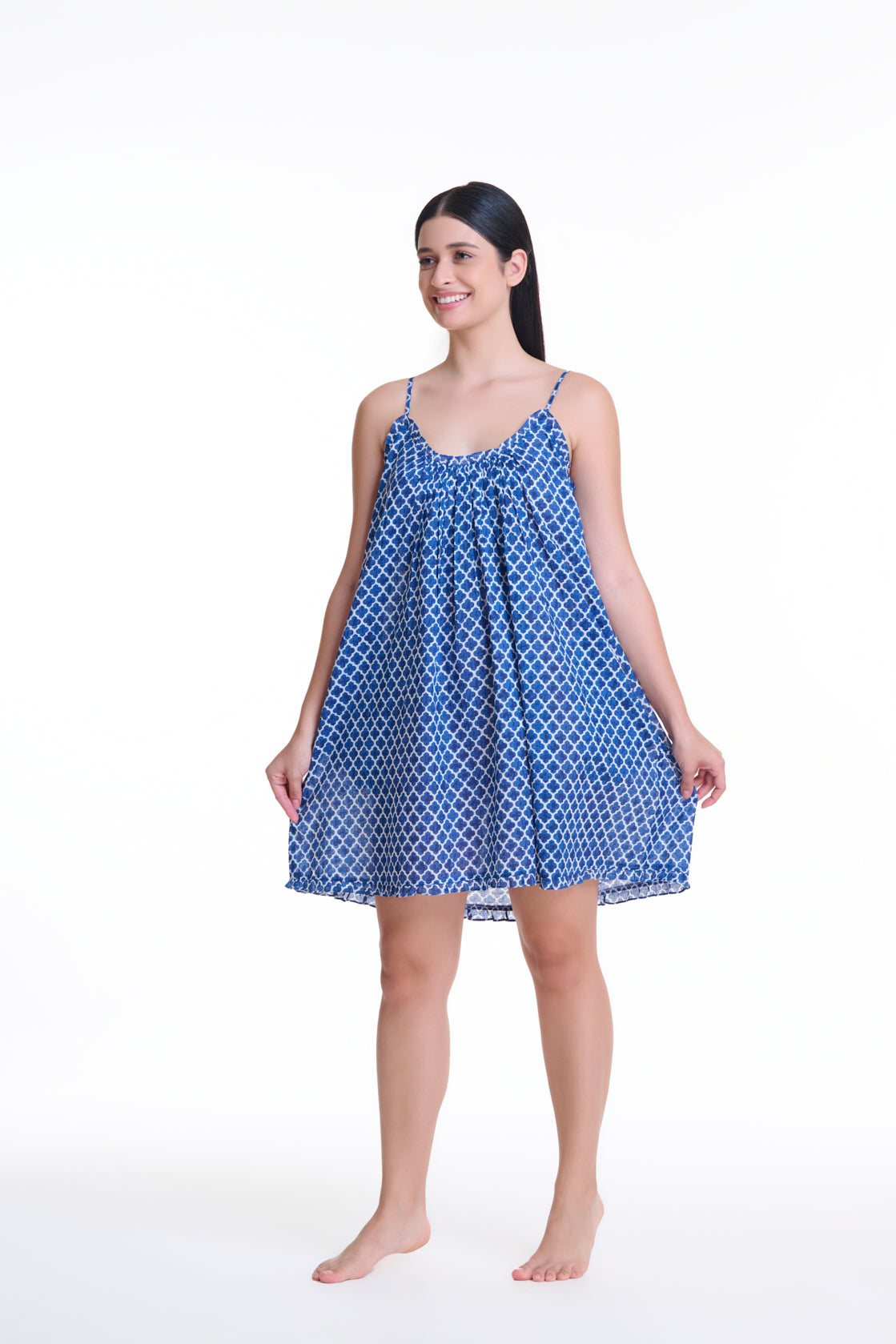 Arabella 100% Cotton Blue Clover Print Night Dress