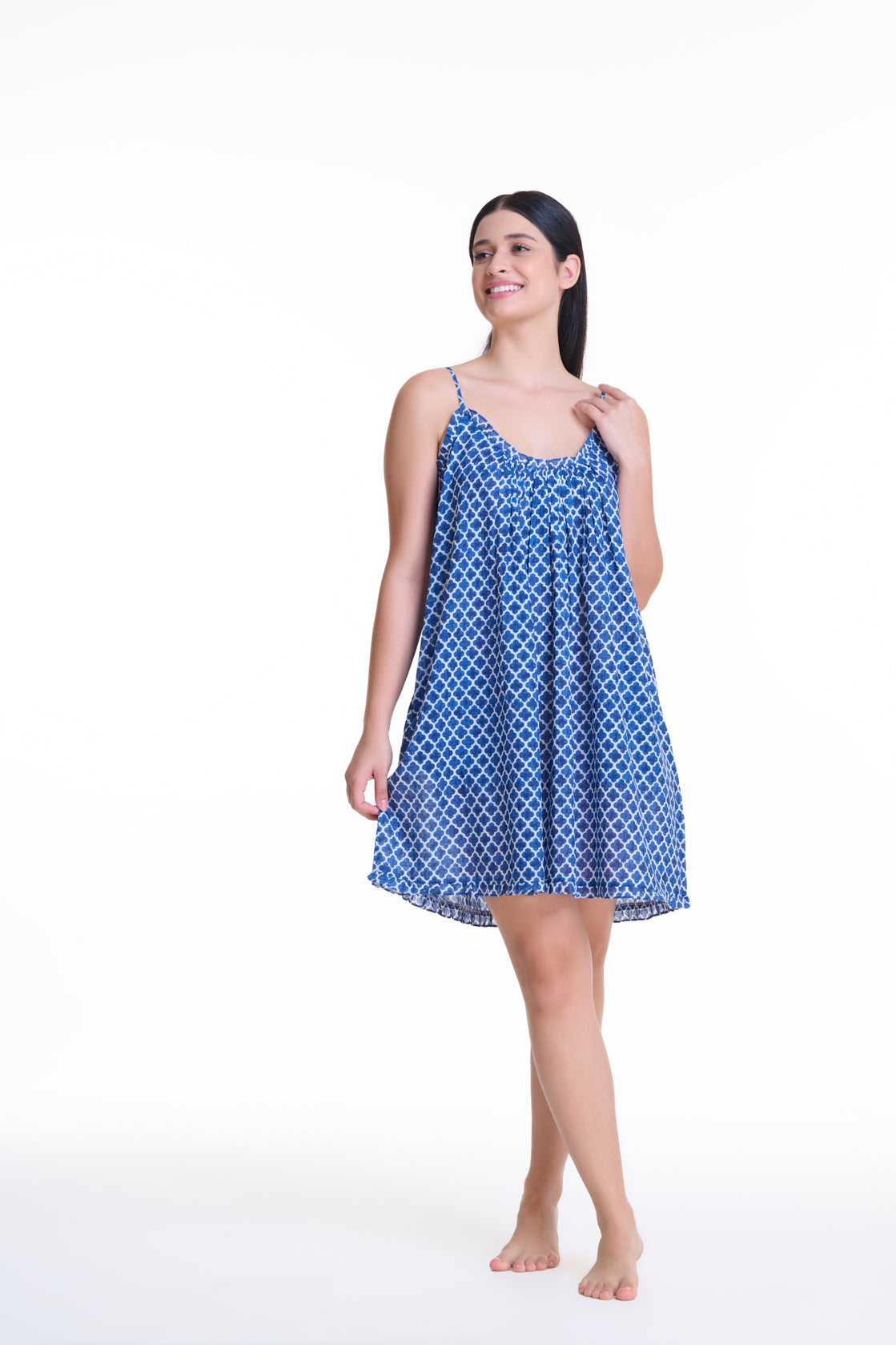 Arabella 100% Cotton Blue Clover Print Night Dress