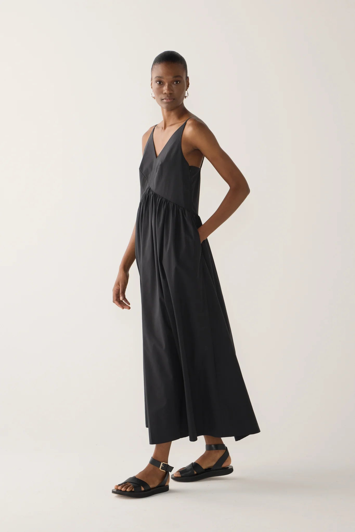 Fomina Amanda Dress - Black Cotton Tencel