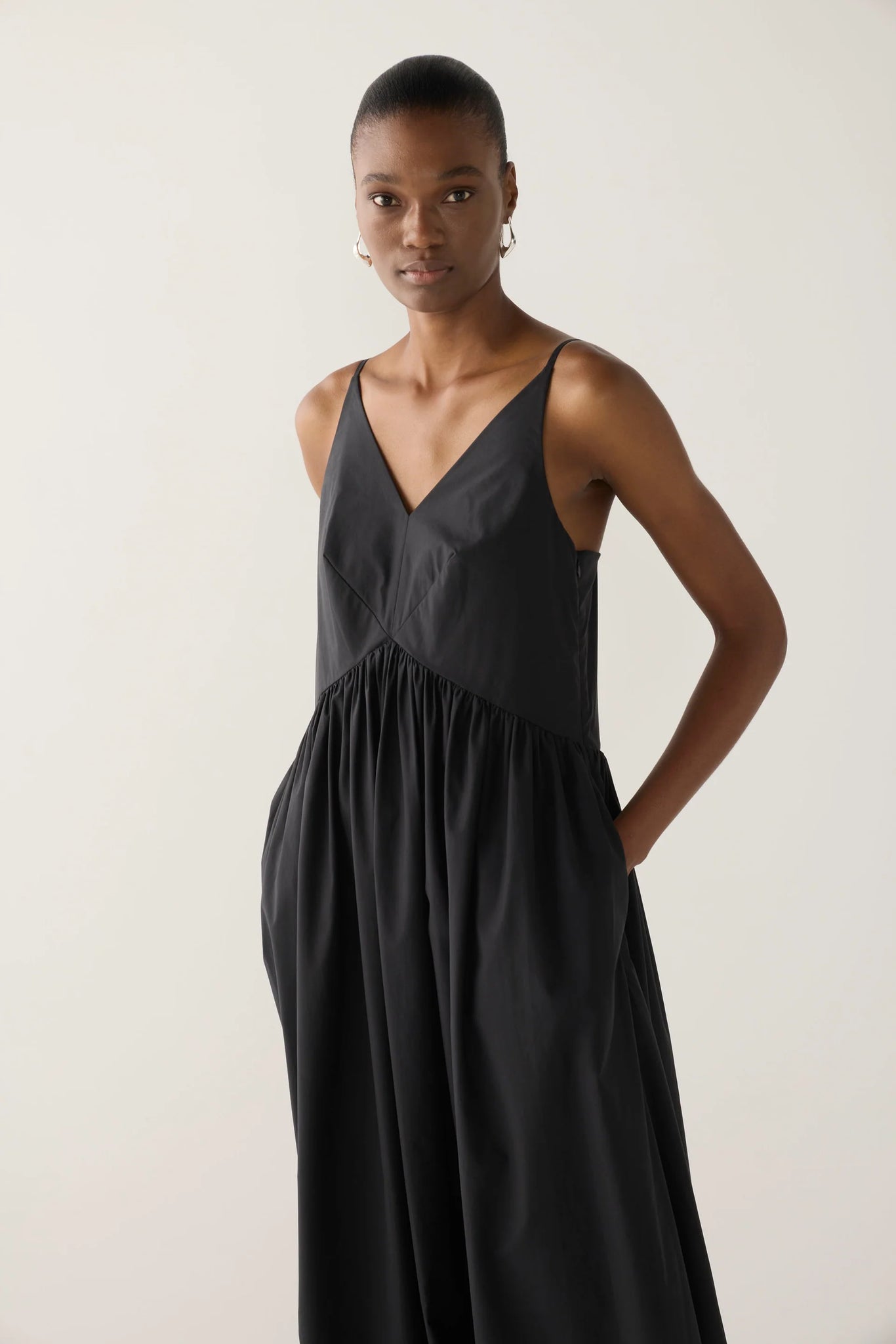 Fomina Amanda Dress - Black Cotton Tencel