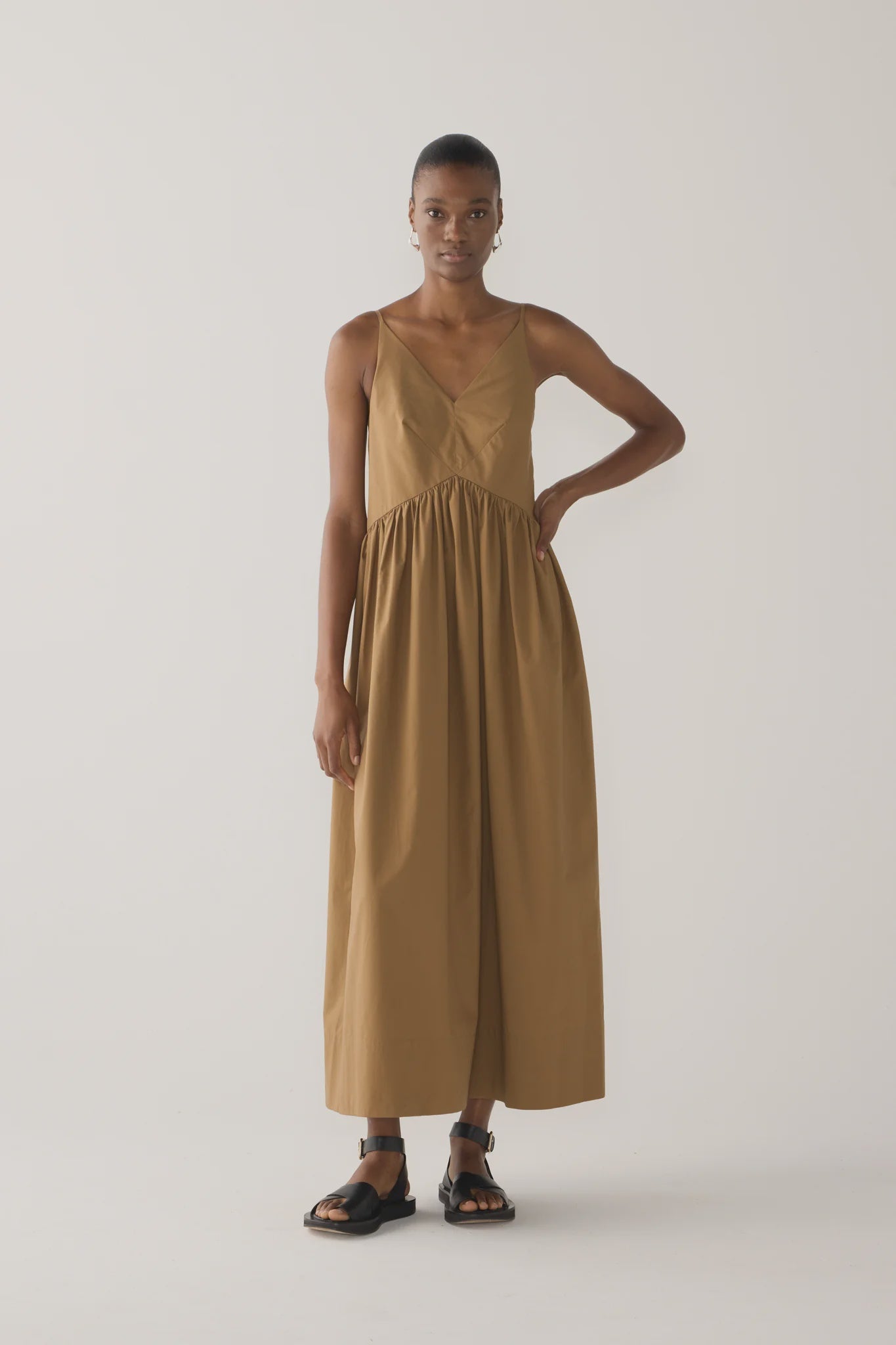 Fomina Amanda Dress - Cocoa Cotton Tencel