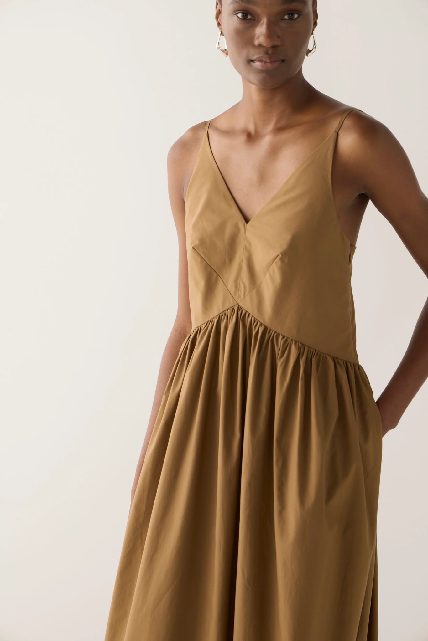 Fomina Amanda Dress - Cocoa Cotton Tencel