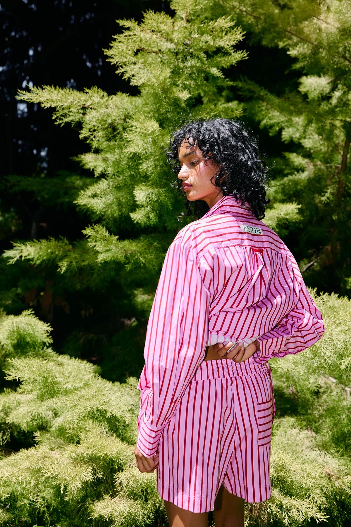 Aston Harvey Short Magenta Stripe