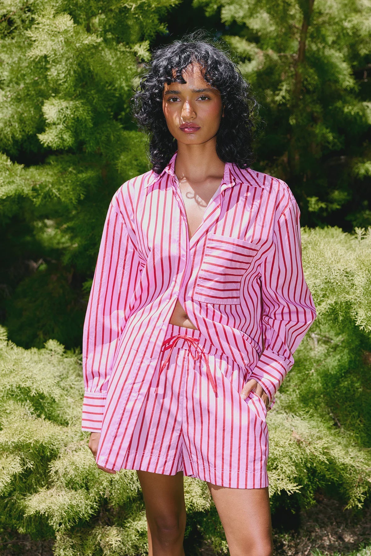 Aston Harvey Short Magenta Stripe