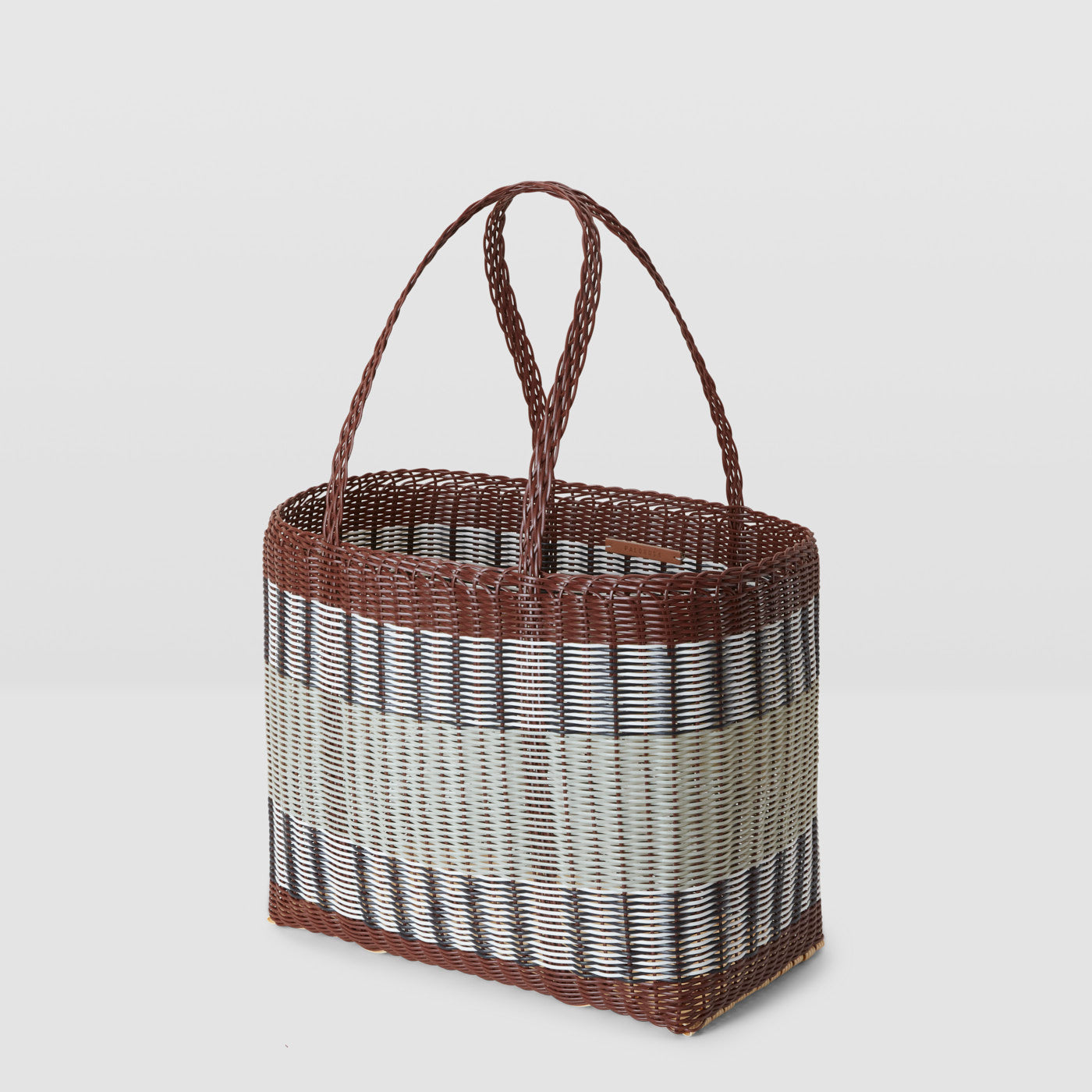 Palorosa Handwoven Tote Basket Med - Chocolate & Palm