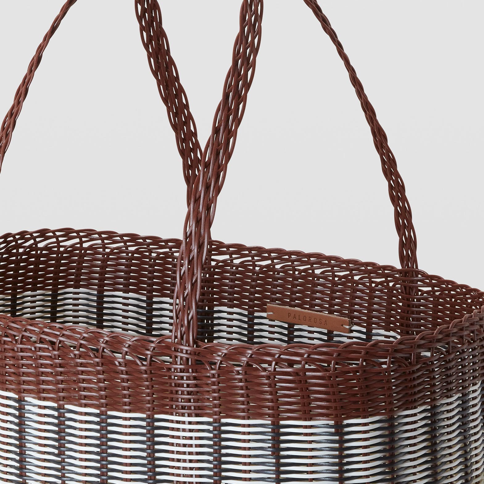 Palorosa Handwoven Tote Basket Med - Chocolate & Palm