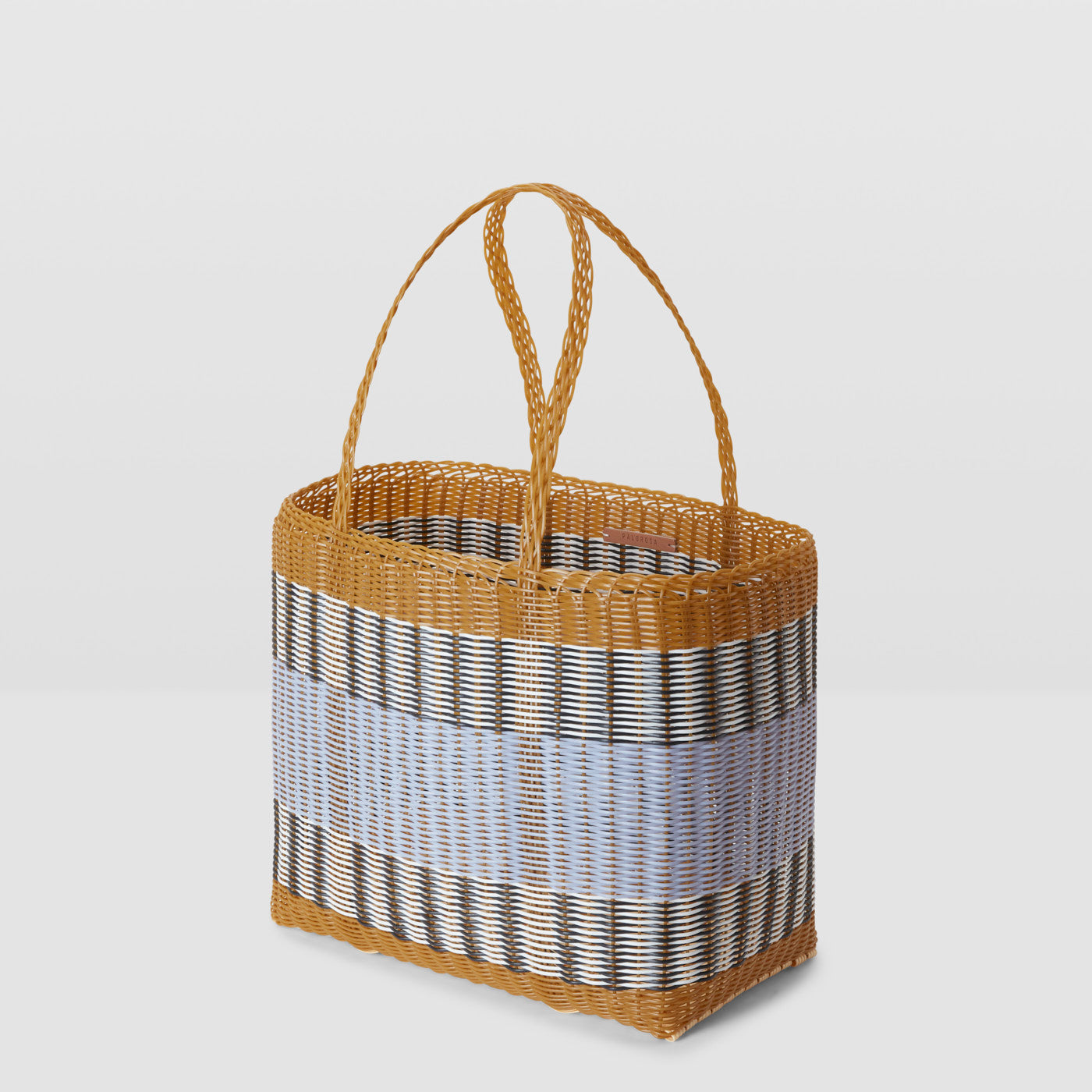 Palorosa Handwoven Tote Basket Med - Tobacco & Blue Lilac
