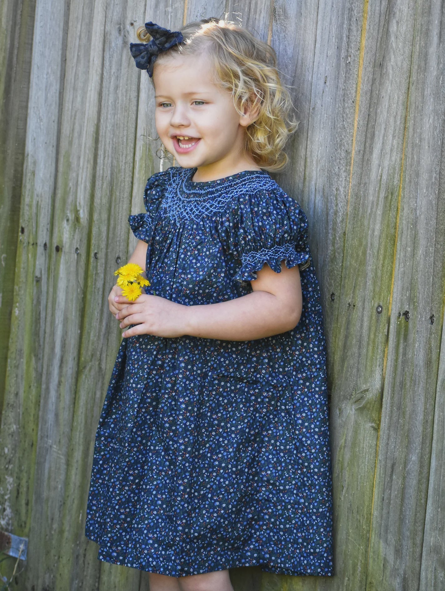 Blue Blossom Floral Smocked Dress Size 1