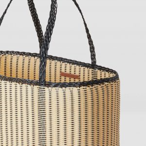 Palorosa Handwoven Tote Basket Med - Black & Cream