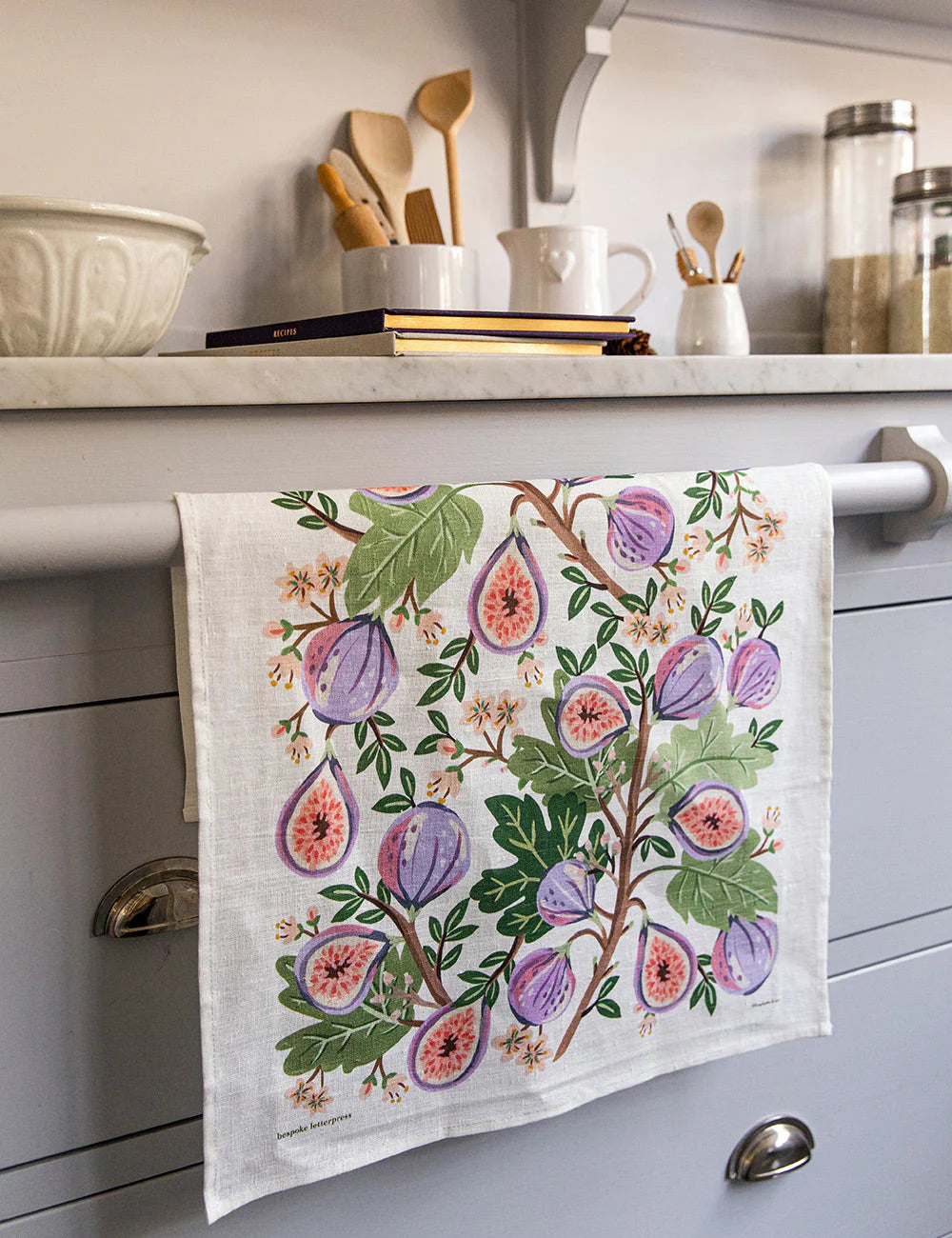 Bespoke Letterpress Linen Tea Towel Figs