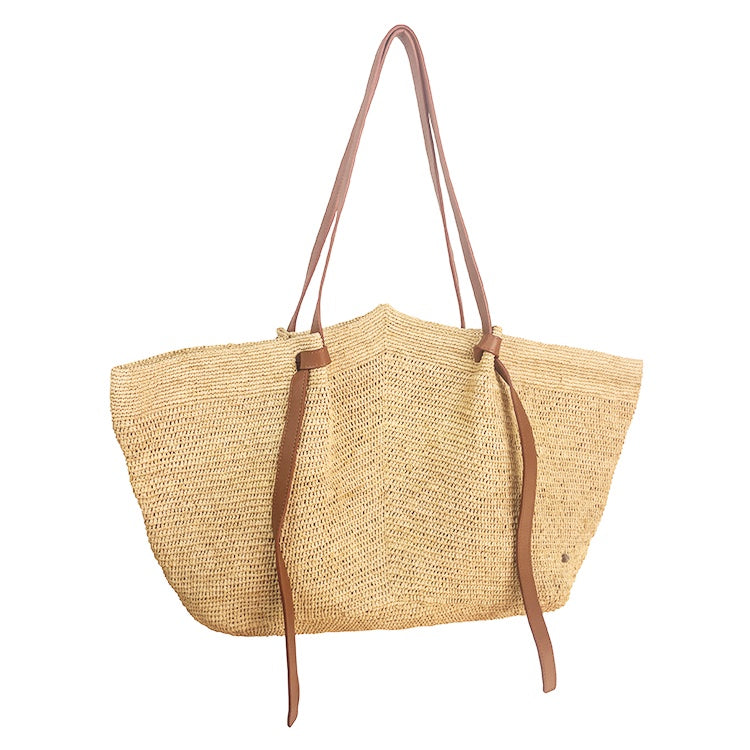 Gemma XL Bag Natural w.Tan Leather Strap