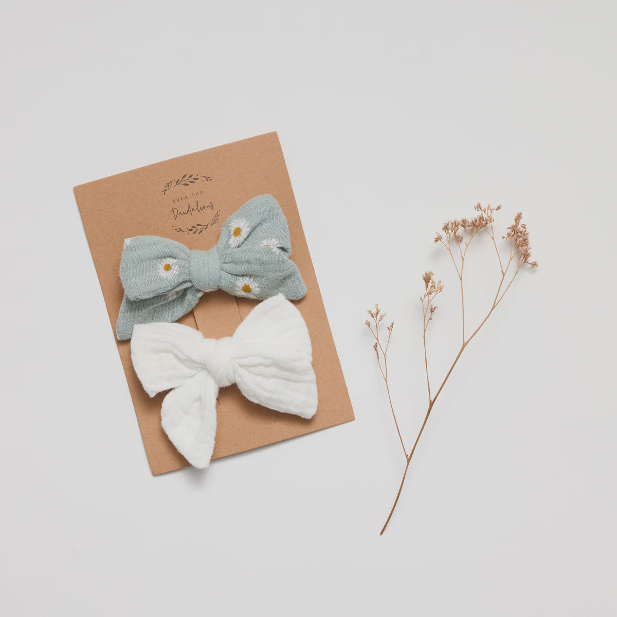 Over the Dandelions Hair Clip Bows Set2 Blue Milk