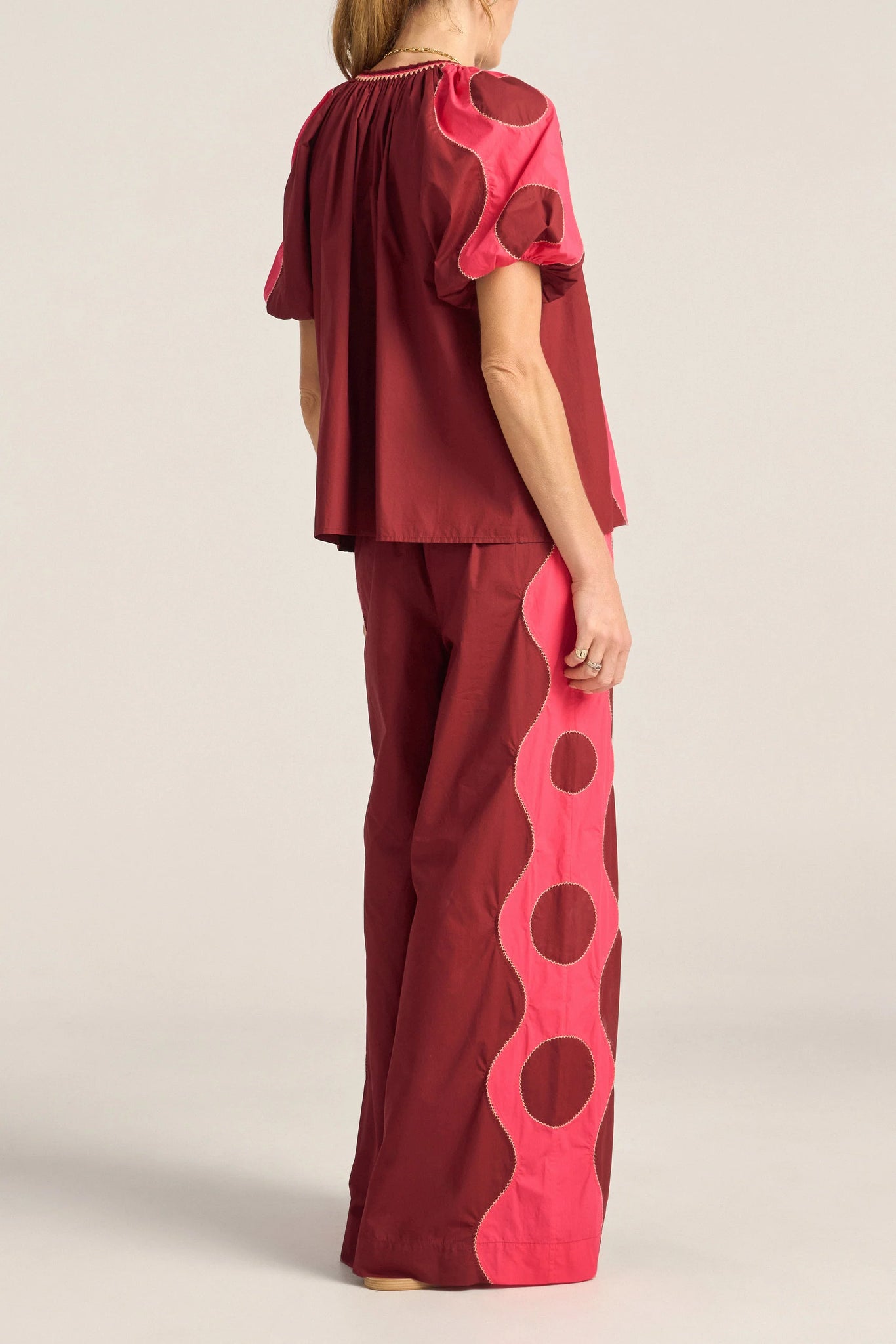 Ilio Nema Lybia Red & Pink Wave Patchwork Poplin Shirt