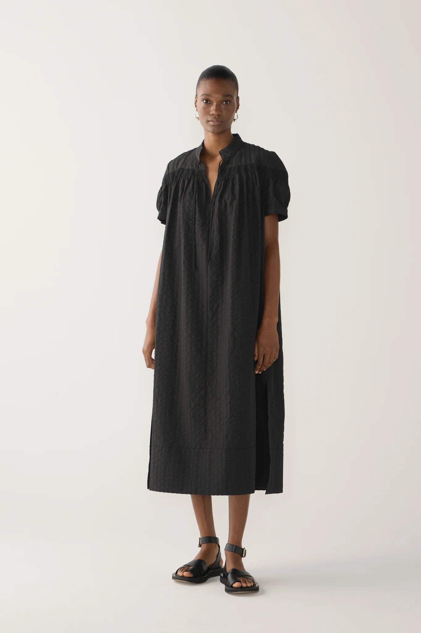 Fomina Kaya Dress - Black Stripe Seersucker