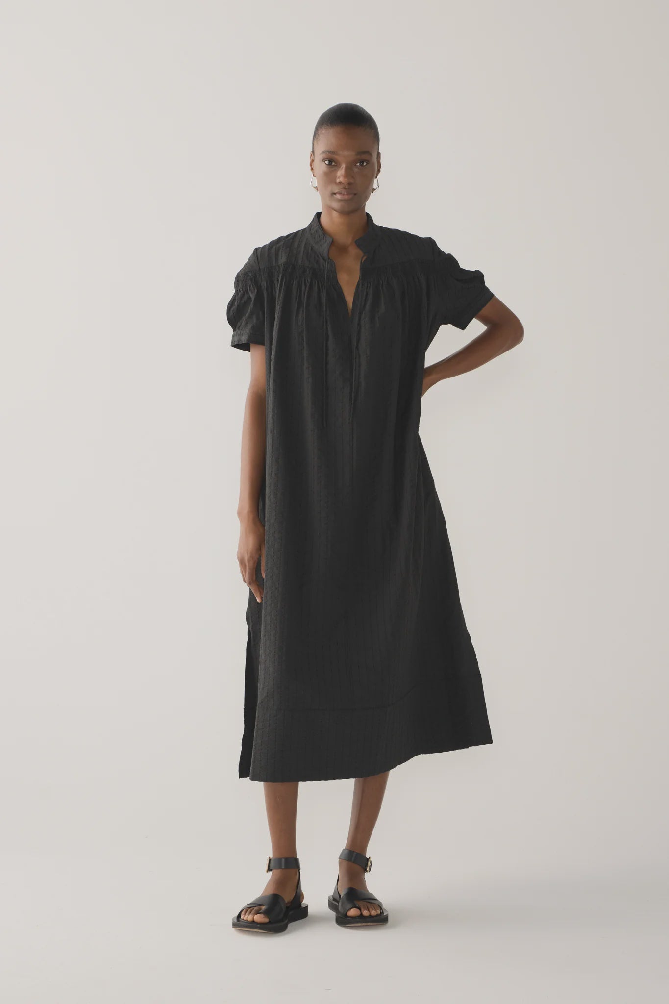 Fomina Kaya Dress - Black Stripe Seersucker