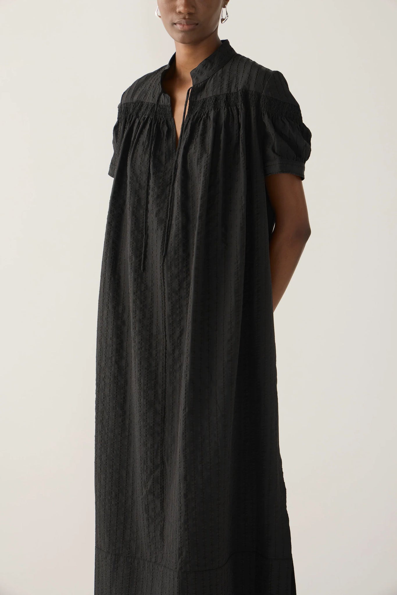 Fomina Kaya Dress - Black Stripe Seersucker