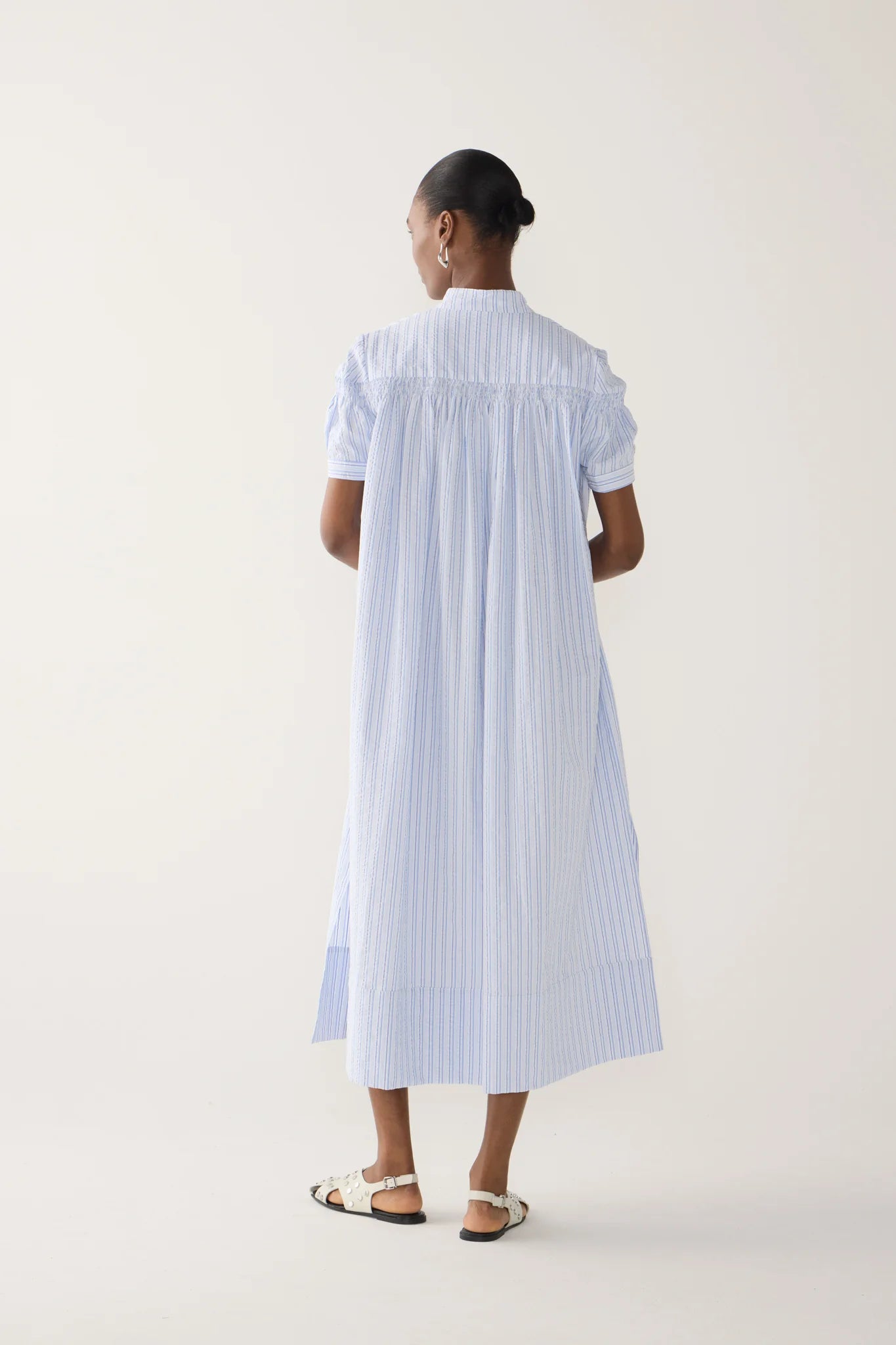 Fomina Kaya Dress - Blue Stripe Seersucker