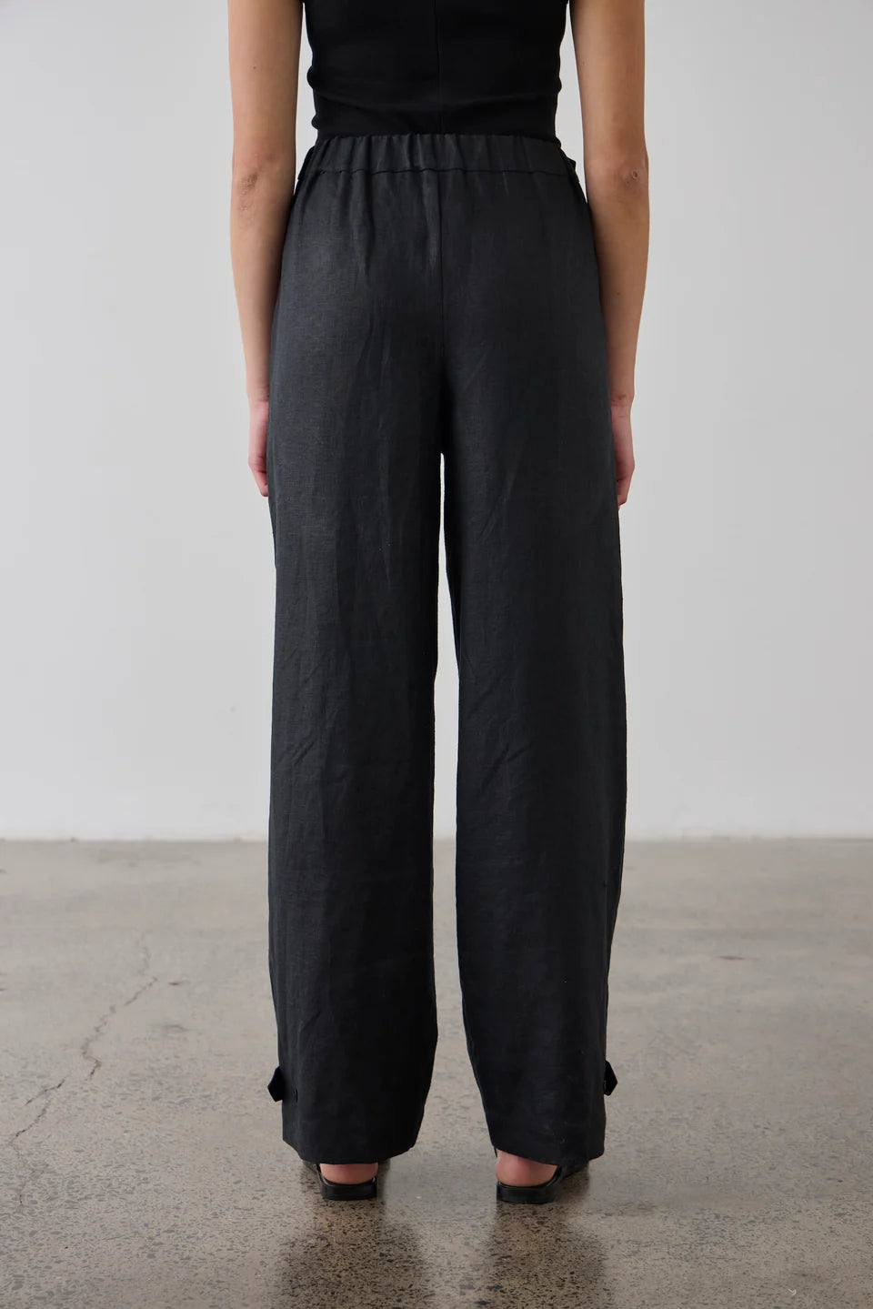 Laing 100% Linen Wide Leg Pant - Black