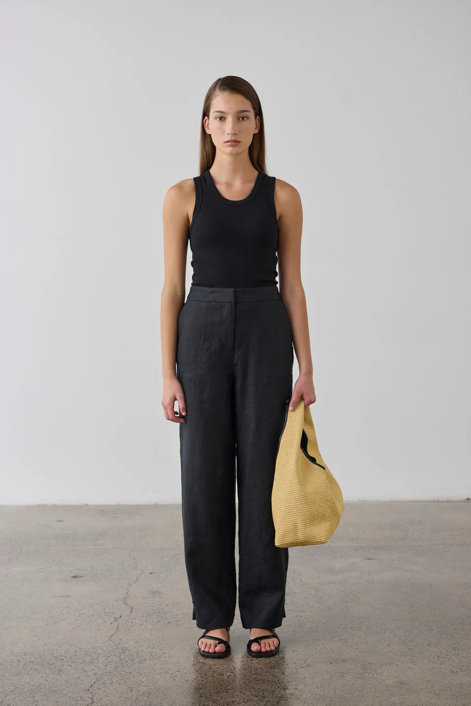 Laing 100% Linen Wide Leg Pant - Black