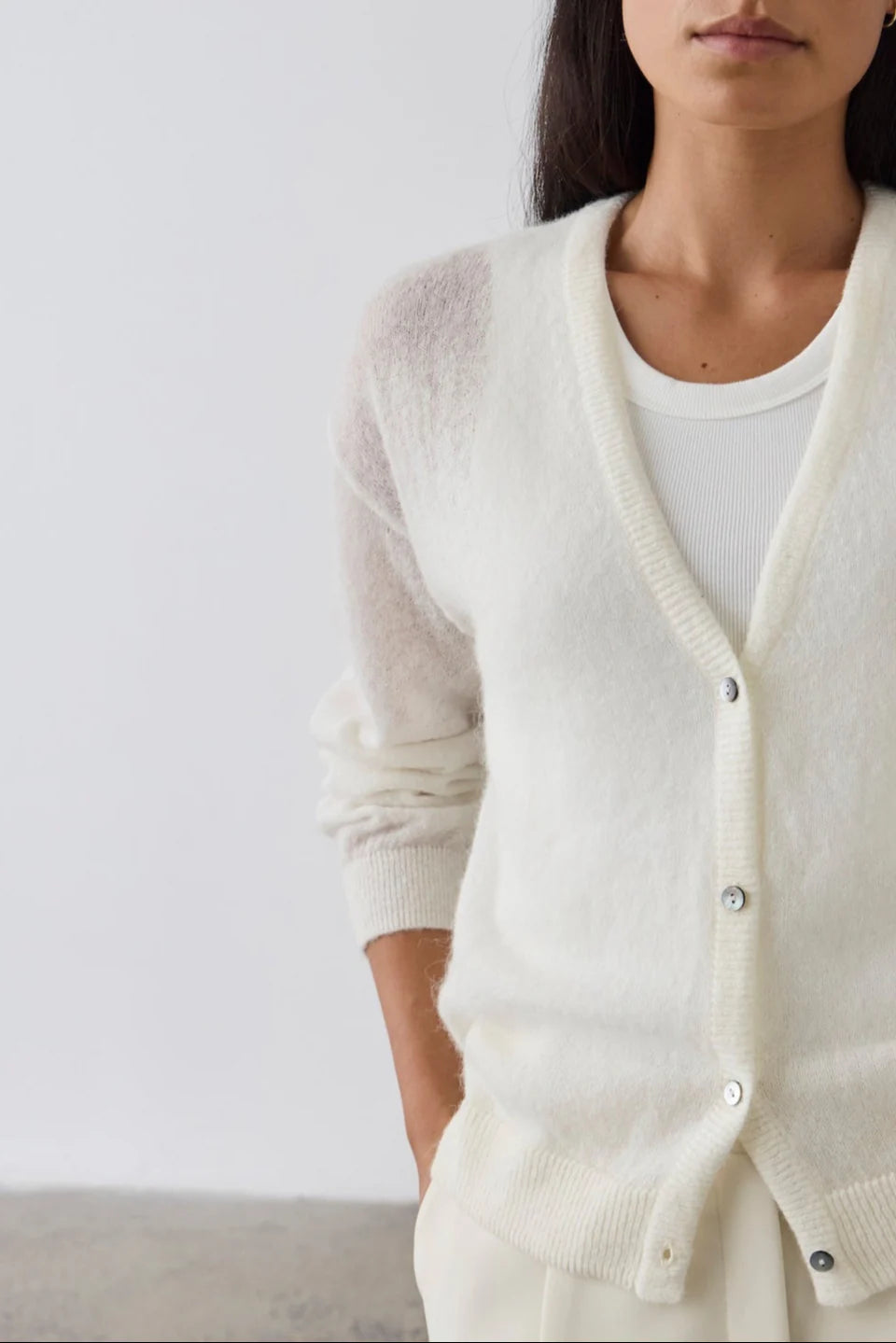 Laing Fine Alpaca Cardigan Cream