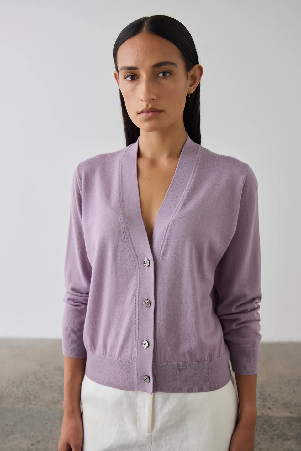 Laing Merino V-Neck Cardigan Iris
