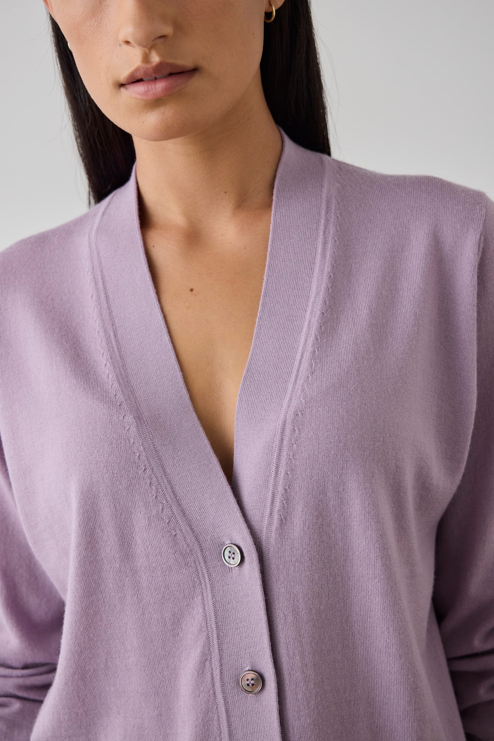 Laing Merino V-Neck Cardigan Iris