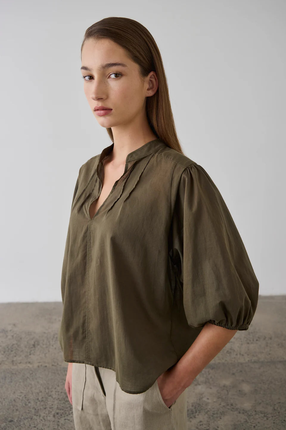 Laing Maddie Cotton Blouse - Khaki
