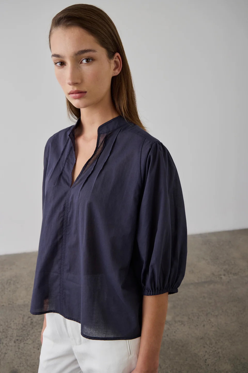 Laing Maddie Cotton Blouse - Navy