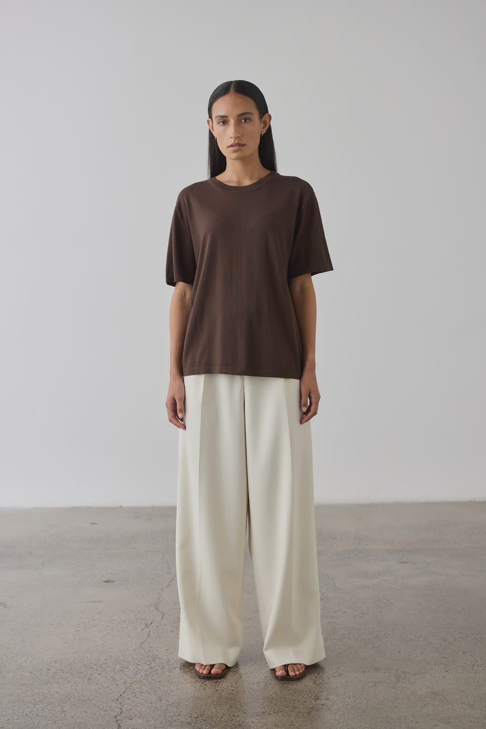 Laing Oversized Silk/Cotton T-Shirt Chocolate