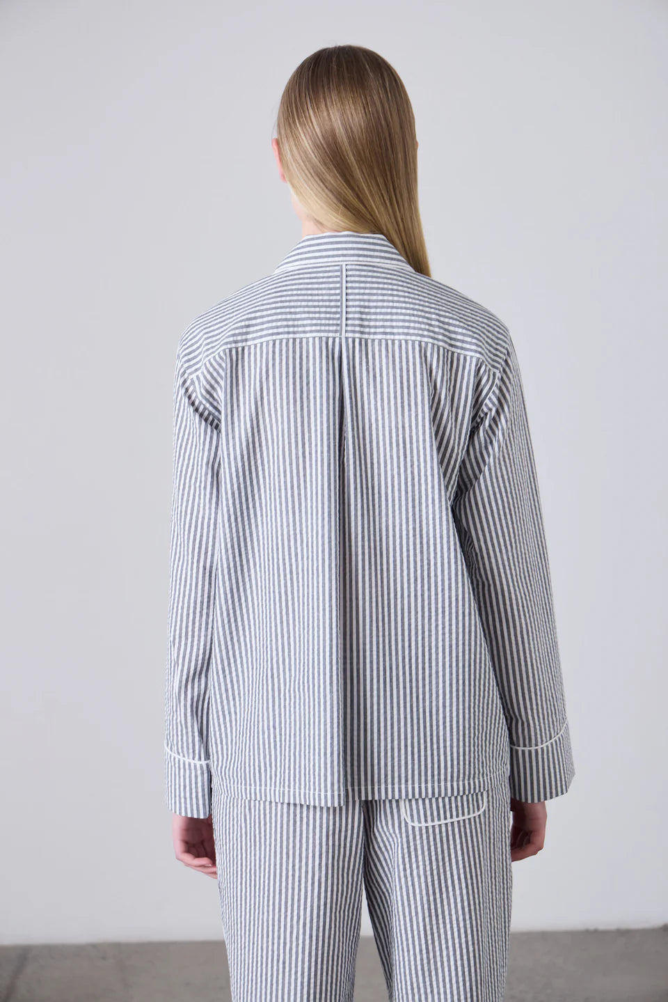 Laing Arabella Long Sleeved PJ Shirt - B&W Striped