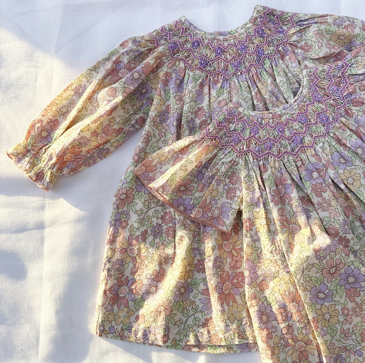 Lavender Pastel Floral Smocked Dress Size 3