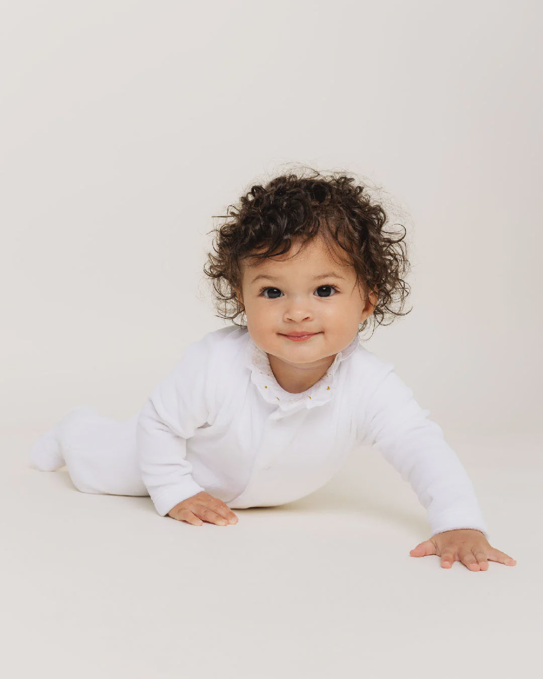 Marie Chantal Velour Angel Wing Sleepsuit White 6mths