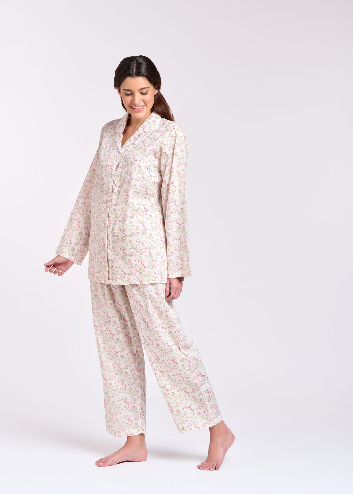 Arabella 100% Cotton Small Pink Rose Pyjamas