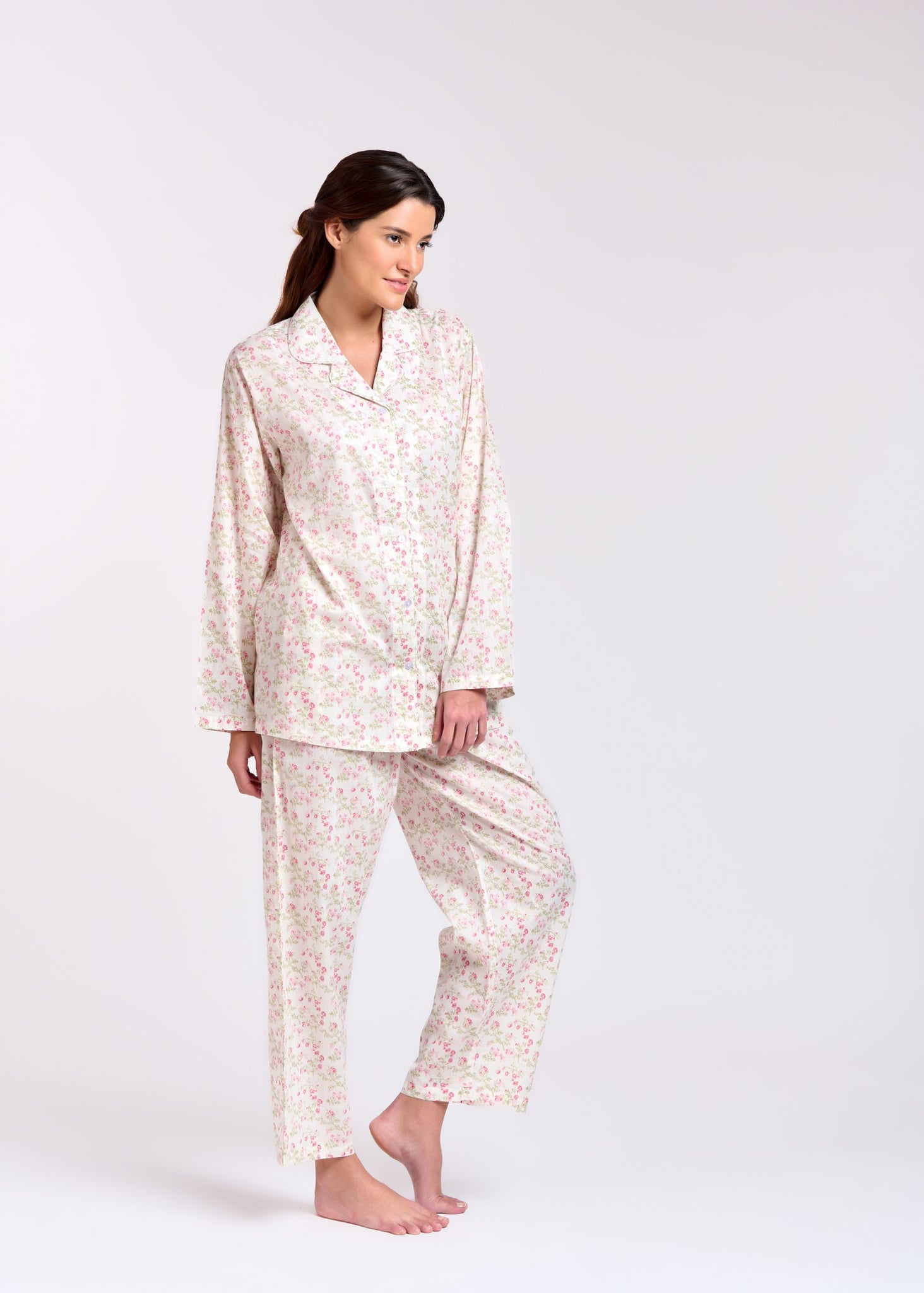 Arabella 100% Cotton Small Pink Rose Pyjamas