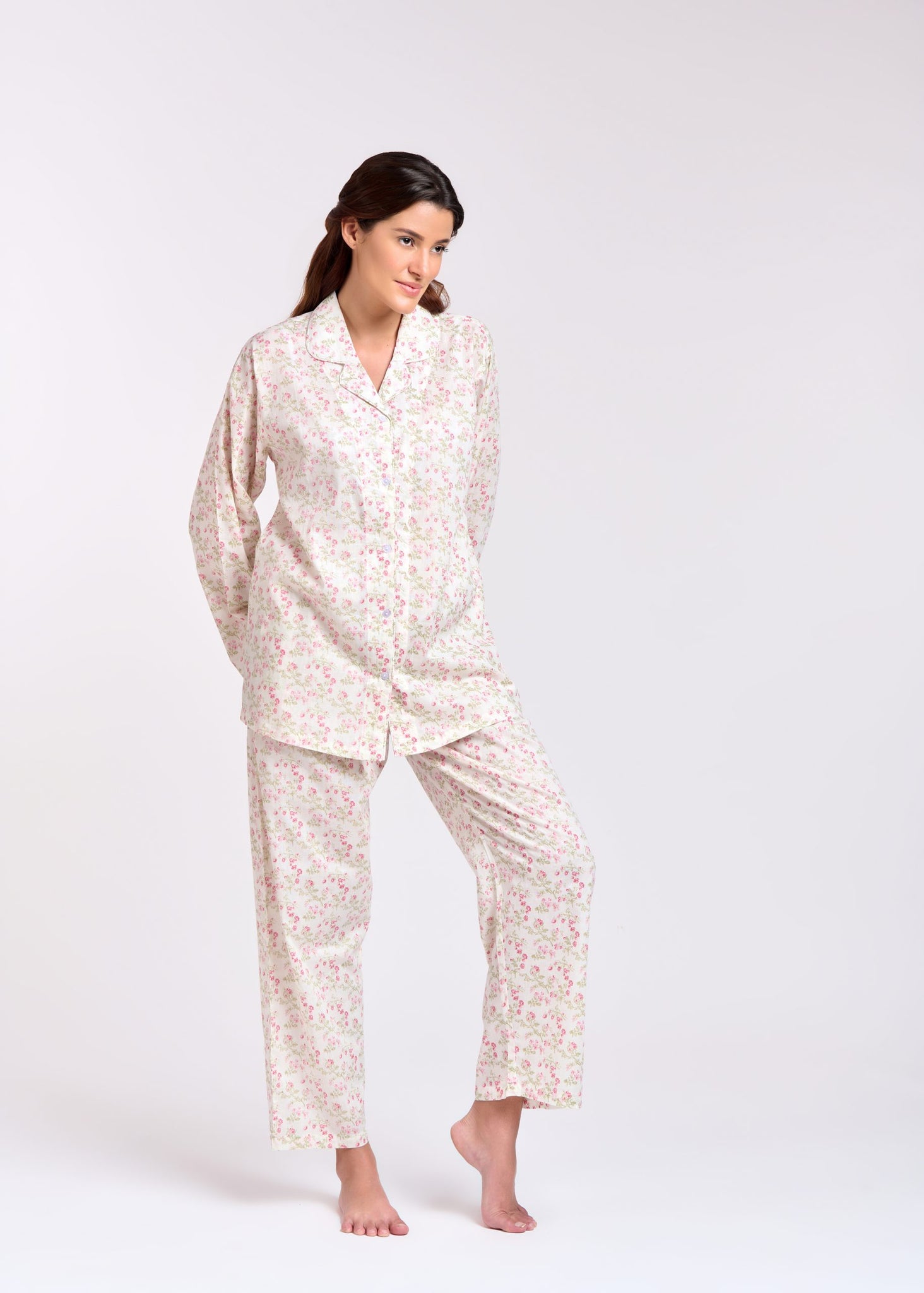 Arabella 100% Cotton Small Pink Rose Pyjamas